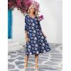 Zeagoo Women’s Dresses 3/4 Sleeve Summer Casual V-Neck A Line Flowy Eyelet Midi Dress for Women Beach Vacation Sundress(Sf238)