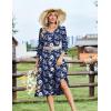 Zeagoo Women’s Dresses 3/4 Sleeve Summer Casual V-Neck A Line Flowy Eyelet Midi Dress for Women Beach Vacation Sundress(Sf238)