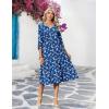Zeagoo Women’s Dresses 3/4 Sleeve Summer Casual V-Neck A Line Flowy Eyelet Midi Dress for Women Beach Vacation Sundress(Sp108)