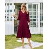 Zeagoo Women’s Dresses 3/4 Sleeve Summer Casual V-Neck A Line Flowy Eyelet Midi Dress for Women Beach Vacation Sundress(Wine Red)