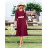 Zeagoo Women’s Dresses 3/4 Sleeve Summer Casual V-Neck A Line Flowy Eyelet Midi Dress for Women Beach Vacation Sundress(Wine Red)