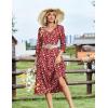 Zeagoo Women’s Dresses 3/4 Sleeve Summer Casual V-Neck A Line Flowy Eyelet Midi Dress for Women Beach Vacation Sundress(Xh268)