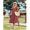 Zeagoo Women’s Dresses 3/4 Sleeve Summer Casual V-Neck A Line Flowy Eyelet Midi Dress for Women Beach Vacation Sundress(Xh546)