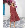 Zeagoo Women’s Dresses 3/4 Sleeve Summer Casual V-Neck A Line Flowy Eyelet Midi Dress for Women Beach Vacation Sundress(Xh546)