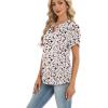 Zeagoo Womens Dressy Casual Shirts Short Sleeve V Neck Work Blouse Business Casual Summer Chiffon Tops(Beige Print)