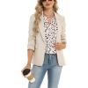 Zeagoo Womens Dressy Casual Shirts Short Sleeve V Neck Work Blouse Business Casual Summer Chiffon Tops(Beige Print)