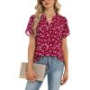 Zeagoo Womens Dressy Casual Shirts Short Sleeve V Neck Work Blouse Business Casual Summer Chiffon Tops(Berryflake)