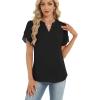 Zeagoo Womens Dressy Casual Shirts Short Sleeve V Neck Work Blouse Business Casual Summer Chiffon Tops(Black)