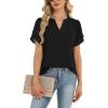 Zeagoo Womens Dressy Casual Shirts Short Sleeve V Neck Work Blouse Business Casual Summer Chiffon Tops(Black)