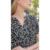 Zeagoo Womens Dressy Casual Shirts Short Sleeve V Neck Work Blouse Business Casual Summer Chiffon Tops(Black Floral)