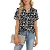 Zeagoo Womens Dressy Casual Shirts Short Sleeve V Neck Work Blouse Business Casual Summer Chiffon Tops(Black Floral)