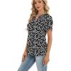 Zeagoo Womens Dressy Casual Shirts Short Sleeve V Neck Work Blouse Business Casual Summer Chiffon Tops(Black Floral)