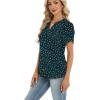 Zeagoo Womens Dressy Casual Shirts Short Sleeve V Neck Work Blouse Business Casual Summer Chiffon Tops(Dark Green Floral)