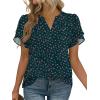 Zeagoo Womens Dressy Casual Shirts Short Sleeve V Neck Work Blouse Business Casual Summer Chiffon Tops(Dark Green Floral)