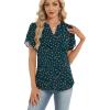 Zeagoo Womens Dressy Casual Shirts Short Sleeve V Neck Work Blouse Business Casual Summer Chiffon Tops(Dark Green Floral)