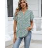 Zeagoo Womens Dressy Casual Shirts Short Sleeve V Neck Work Blouse Business Casual Summer Chiffon Tops(Green Floral)