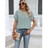 Zeagoo Womens Dressy Casual Shirts Short Sleeve V Neck Work Blouse Business Casual Summer Chiffon Tops(Green Floral)