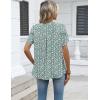 Zeagoo Womens Dressy Casual Shirts Short Sleeve V Neck Work Blouse Business Casual Summer Chiffon Tops(Green Floral)