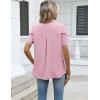 Zeagoo Womens Dressy Casual Shirts Short Sleeve V Neck Work Blouse Business Casual Summer Chiffon Tops(Light Pink)