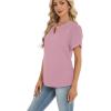 Zeagoo Womens Dressy Casual Shirts Short Sleeve V Neck Work Blouse Business Casual Summer Chiffon Tops(Light Pink)