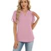 Zeagoo Womens Dressy Casual Shirts Short Sleeve V Neck Work Blouse Business Casual Summer Chiffon Tops(Light Pink)
