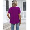 Zeagoo Womens Dressy Casual Shirts Short Sleeve V Neck Work Blouse Business Casual Summer Chiffon Tops(Purple)
