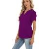 Zeagoo Womens Dressy Casual Shirts Short Sleeve V Neck Work Blouse Business Casual Summer Chiffon Tops(Purple)