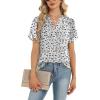 Zeagoo Womens Dressy Casual Shirts Short Sleeve V Neck Work Blouse Business Casual Summer Chiffon Tops(Shadowfall)