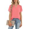 Zeagoo Womens Dressy Casual Shirts Short Sleeve V Neck Work Blouse Business Casual Summer Chiffon Tops(Stripe)