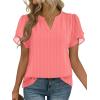 Zeagoo Womens Dressy Casual Shirts Short Sleeve V Neck Work Blouse Business Casual Summer Chiffon Tops(Stripe)