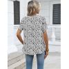 Zeagoo Womens Dressy Casual Shirts Short Sleeve V Neck Work Blouse Business Casual Summer Chiffon Tops(White Cheetah)