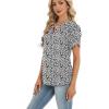 Zeagoo Womens Dressy Casual Shirts Short Sleeve V Neck Work Blouse Business Casual Summer Chiffon Tops(White Cheetah)