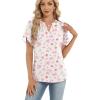 Zeagoo Womens Dressy Casual Shirts Short Sleeve V Neck Work Blouse Business Casual Summer Chiffon Tops(White Floral)