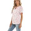 Zeagoo Womens Dressy Casual Shirts Short Sleeve V Neck Work Blouse Business Casual Summer Chiffon Tops(White Floral)