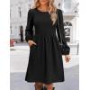 Zeagoo Women’s Fall Sweater Dresses with Pockets Crew Neck Long Sleeve A-Line Dresses for Women 2025 Casual Winter Dresses(Black)