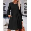 Zeagoo Women’s Fall Sweater Dresses with Pockets Crew Neck Long Sleeve A-Line Dresses for Women 2025 Casual Winter Dresses(Black)