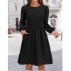 Zeagoo Women’s Fall Sweater Dresses with Pockets Crew Neck Long Sleeve A-Line Dresses for Women 2025 Casual Winter Dresses(Black)