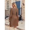 Zeagoo Women’s Fall Sweater Dresses with Pockets Crew Neck Long Sleeve A-Line Dresses for Women 2025 Casual Winter Dresses(Brown)