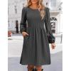 Zeagoo Women’s Fall Sweater Dresses with Pockets Crew Neck Long Sleeve A-Line Dresses for Women 2025 Casual Winter Dresses(Dark Grey)