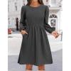 Zeagoo Women’s Fall Sweater Dresses with Pockets Crew Neck Long Sleeve A-Line Dresses for Women 2025 Casual Winter Dresses(Dark Grey)