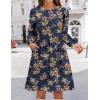 Zeagoo Women’s Fall Sweater Dresses with Pockets Crew Neck Long Sleeve A-Line Dresses for Women 2025 Casual Winter Dresses(Floral Blue)