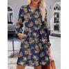 Zeagoo Women’s Fall Sweater Dresses with Pockets Crew Neck Long Sleeve A-Line Dresses for Women 2025 Casual Winter Dresses(Floral Blue)