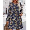 Zeagoo Women’s Fall Sweater Dresses with Pockets Crew Neck Long Sleeve A-Line Dresses for Women 2025 Casual Winter Dresses(Floral Blue)
