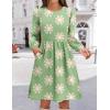 Zeagoo Women’s Fall Sweater Dresses with Pockets Crew Neck Long Sleeve A-Line Dresses for Women 2025 Casual Winter Dresses(Floral Green)
