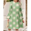 Zeagoo Women’s Fall Sweater Dresses with Pockets Crew Neck Long Sleeve A-Line Dresses for Women 2025 Casual Winter Dresses(Floral Green)