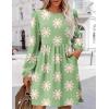 Zeagoo Women’s Fall Sweater Dresses with Pockets Crew Neck Long Sleeve A-Line Dresses for Women 2025 Casual Winter Dresses(Floral Green)