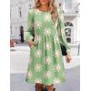 Zeagoo Women’s Fall Sweater Dresses with Pockets Crew Neck Long Sleeve A-Line Dresses for Women 2025 Casual Winter Dresses(Floral Green)