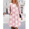 Zeagoo Women’s Fall Sweater Dresses with Pockets Crew Neck Long Sleeve A-Line Dresses for Women 2025 Casual Winter Dresses(Floral Pink)