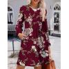 Zeagoo Women’s Fall Sweater Dresses with Pockets Crew Neck Long Sleeve A-Line Dresses for Women 2025 Casual Winter Dresses(Floral Red)