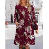 Zeagoo Women’s Fall Sweater Dresses with Pockets Crew Neck Long Sleeve A-Line Dresses for Women 2025 Casual Winter Dresses(Floral Red)